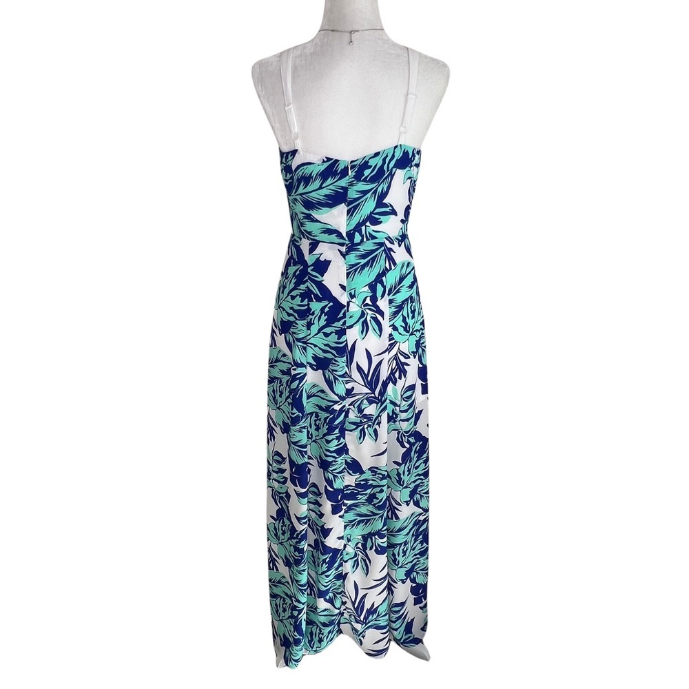Jealous Tomato Tropical Palm Leaf Lace Up Bodice Dress White Aqua Blue Small S - Picture 11 of 17
